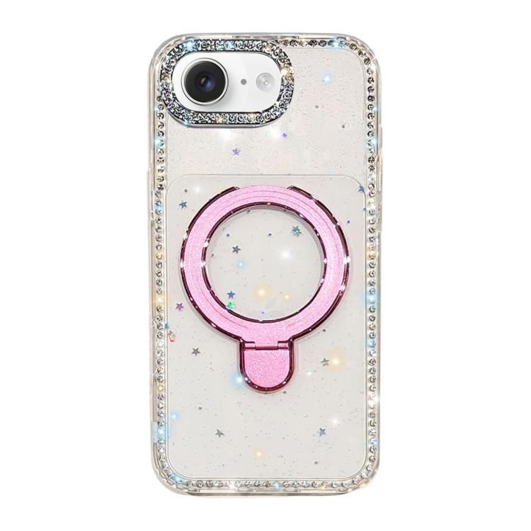 Custodia per telefono antiurto con supporto magnetico IMD a doppia faccia e strass., For iPhone 16e / 17e, For iPhone 16