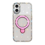 Custodia per telefono antiurto con supporto magnetico IMD a doppia faccia e strass., For iPhone 16e / 17e, For iPhone 16