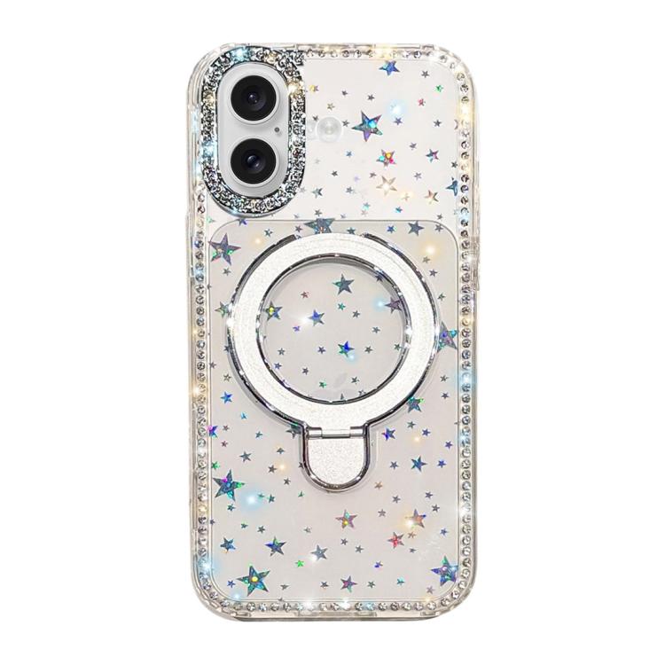 Custodia per telefono antiurto con supporto magnetico IMD a doppia faccia e strass., For iPhone 16e / 17e, For iPhone 16