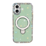 Custodia per telefono antiurto con supporto magnetico IMD a doppia faccia e strass., For iPhone 16e / 17e, For iPhone 16
