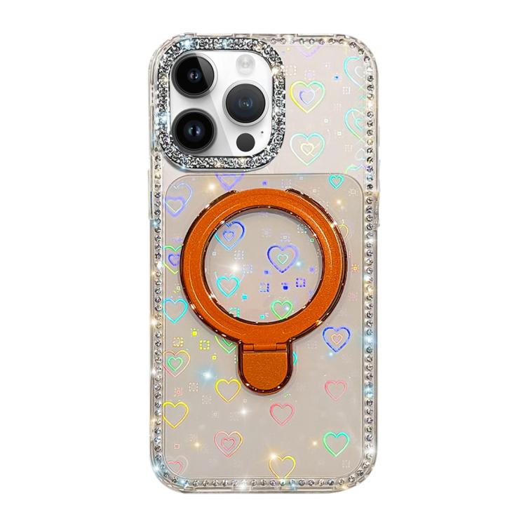Custodia per telefono antiurto con supporto magnetico IMD a doppia faccia e strass., For iPhone 15 Pro Max, For iPhone 15 Pro