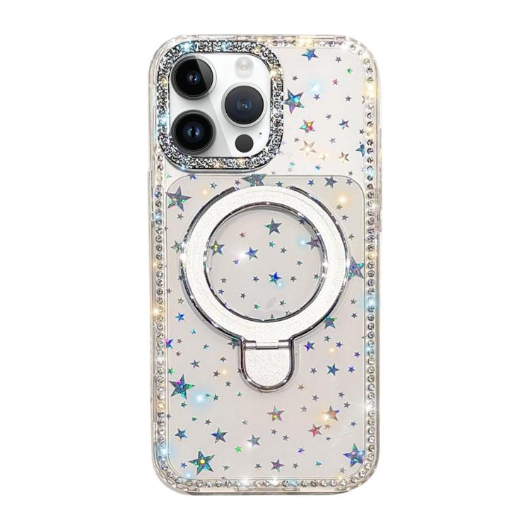 Custodia per telefono antiurto con supporto magnetico IMD a doppia faccia e strass., For iPhone 15 Pro Max, For iPhone 15 Pro