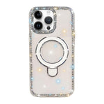 Custodia per telefono antiurto con supporto magnetico IMD a doppia faccia e strass., For iPhone 15 Pro Max, For iPhone 15 Pro