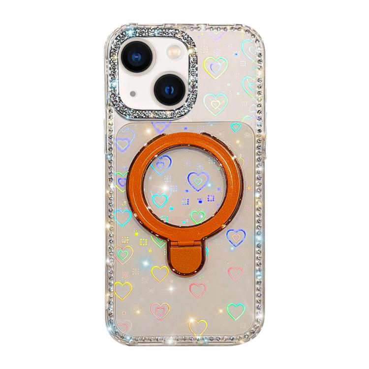 Custodia per telefono antiurto con supporto magnetico IMD a doppia faccia e strass., For iPhone 15, For iPhone 14