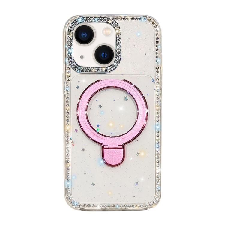 Custodia per telefono antiurto con supporto magnetico IMD a doppia faccia e strass., For iPhone 15, For iPhone 14