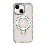Custodia per telefono antiurto con supporto magnetico IMD a doppia faccia e strass., For iPhone 15, For iPhone 14