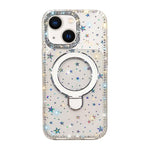 Custodia per telefono antiurto con supporto magnetico IMD a doppia faccia e strass., For iPhone 15, For iPhone 14