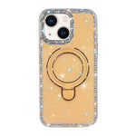 Custodia per telefono antiurto con supporto magnetico IMD a doppia faccia e strass., For iPhone 15, For iPhone 14