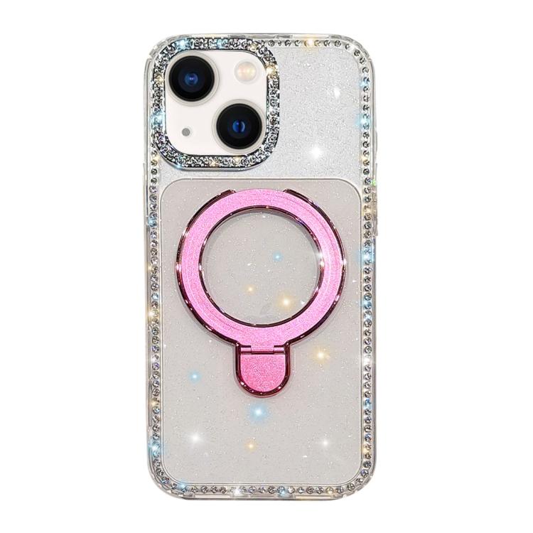 Custodia per telefono antiurto con supporto magnetico IMD a doppia faccia e strass., For iPhone 13