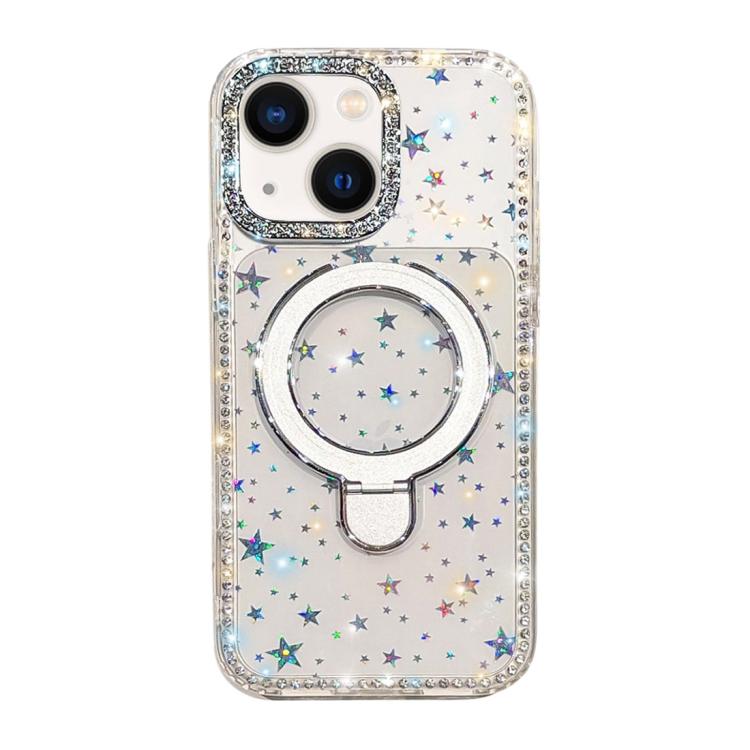 Custodia per telefono antiurto con supporto magnetico IMD a doppia faccia e strass., For iPhone 13