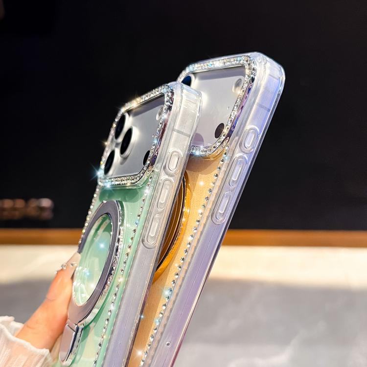 Custodia per telefono antiurto con supporto magnetico IMD a doppia faccia e strass., For iPhone 15 Pro Max, For iPhone 15 Pro
