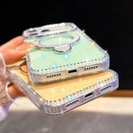 Custodia per telefono antiurto con supporto magnetico IMD a doppia faccia e strass., For iPhone 16e / 17e, For iPhone 16