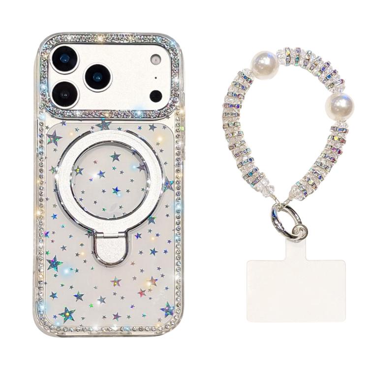 Custodia per telefono antiurto con bracciale e supporto magnetico IMD a doppia faccia con strass, antiurto., For iPhone 17 Pro Max, For iPhone 17 Pro