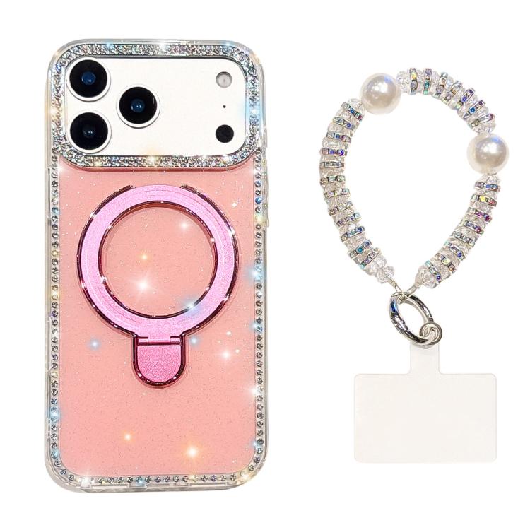 Custodia per telefono antiurto con bracciale e supporto magnetico IMD a doppia faccia con strass, antiurto., For iPhone 17 Pro Max, For iPhone 17 Pro