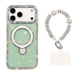 Custodia per telefono antiurto con bracciale e supporto magnetico IMD a doppia faccia con strass, antiurto., For iPhone 17 Pro Max, For iPhone 17 Pro