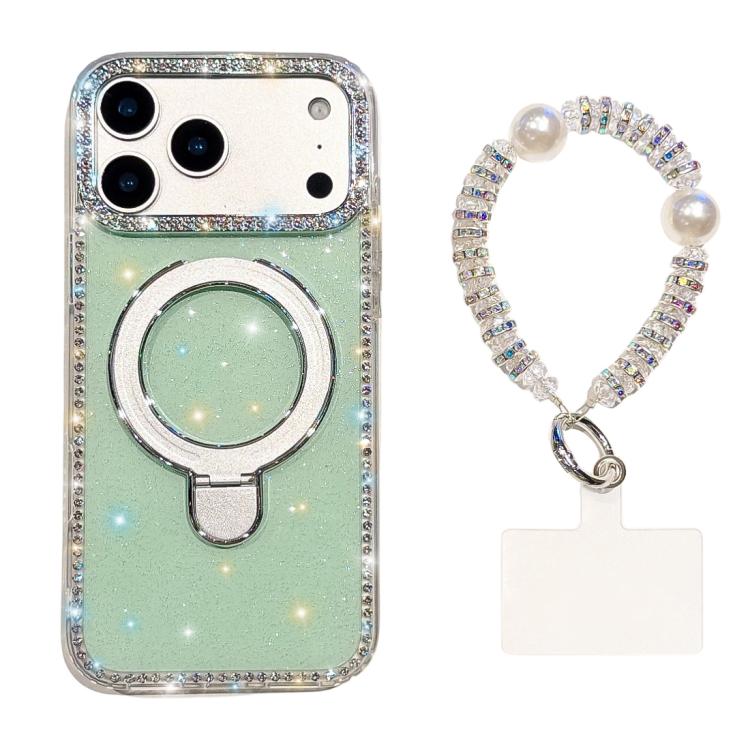 Custodia per telefono antiurto con bracciale e supporto magnetico IMD a doppia faccia con strass, antiurto., For iPhone 17 Pro Max, For iPhone 17 Pro