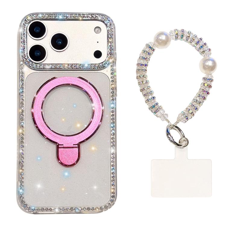 Custodia per telefono antiurto con bracciale e supporto magnetico IMD a doppia faccia con strass, antiurto., For iPhone 17 Pro Max, For iPhone 17 Pro