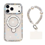 Custodia per telefono antiurto con bracciale e supporto magnetico IMD a doppia faccia con strass, antiurto., For iPhone 17 Pro Max, For iPhone 17 Pro