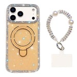 Custodia per telefono antiurto con bracciale e supporto magnetico IMD a doppia faccia con strass, antiurto., For iPhone 17 Pro Max, For iPhone 17 Pro