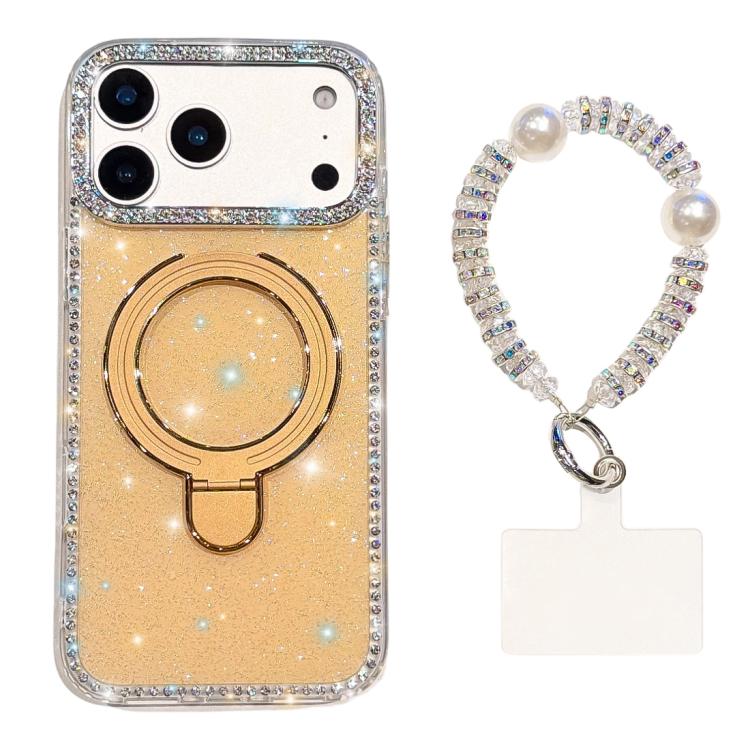 Custodia per telefono antiurto con bracciale e supporto magnetico IMD a doppia faccia con strass, antiurto., For iPhone 17 Pro Max, For iPhone 17 Pro