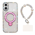 Custodia per telefono antiurto con bracciale e supporto magnetico IMD a doppia faccia con strass, antiurto., For iPhone 17, For iPhone Air