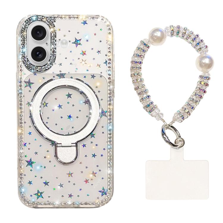 Custodia per telefono antiurto con bracciale e supporto magnetico IMD a doppia faccia con strass, antiurto., For iPhone 17, For iPhone Air