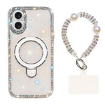 Custodia per telefono antiurto con bracciale e supporto magnetico IMD a doppia faccia con strass, antiurto., For iPhone 17, For iPhone Air