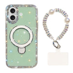 Custodia per telefono antiurto con bracciale e supporto magnetico IMD a doppia faccia con strass, antiurto., For iPhone 17, For iPhone Air