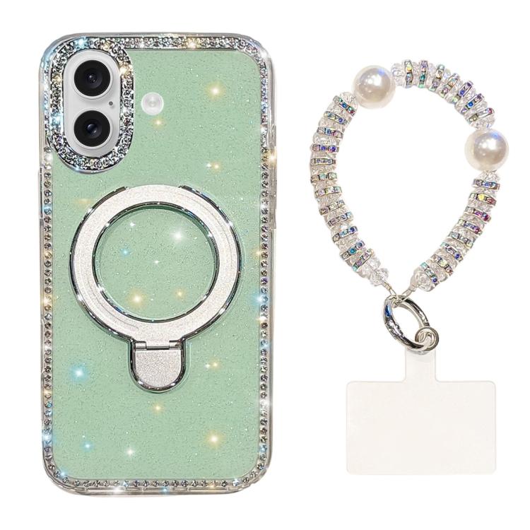 Custodia per telefono antiurto con bracciale e supporto magnetico IMD a doppia faccia con strass, antiurto., For iPhone 17, For iPhone Air