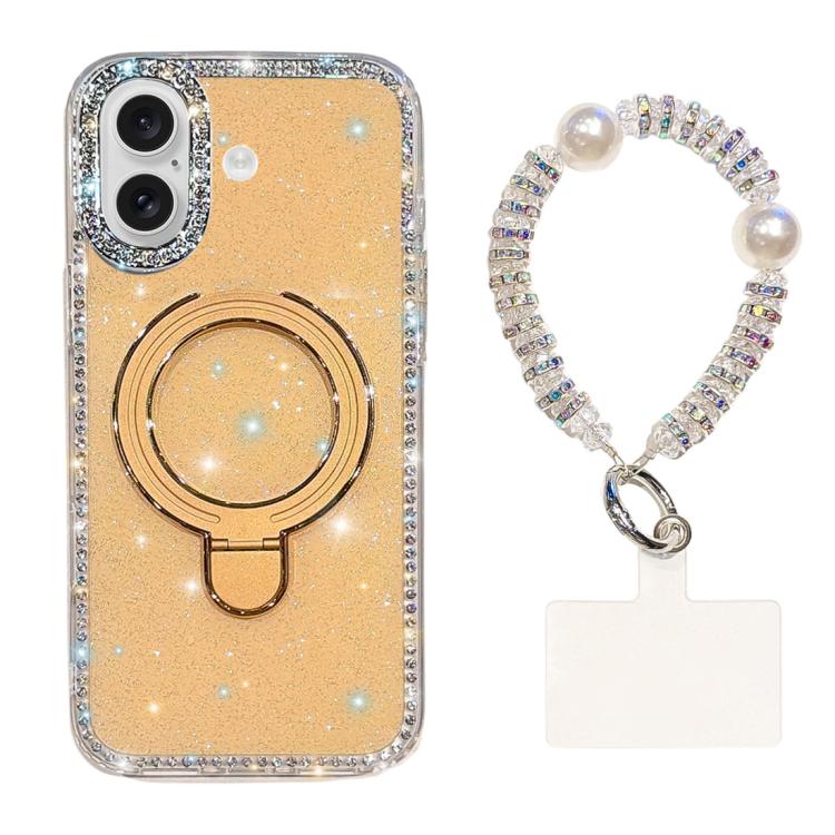 Custodia per telefono antiurto con bracciale e supporto magnetico IMD a doppia faccia con strass, antiurto., For iPhone 17, For iPhone Air