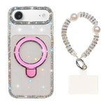 Custodia per telefono antiurto con bracciale e supporto magnetico IMD a doppia faccia con strass, antiurto., For iPhone 17, For iPhone Air