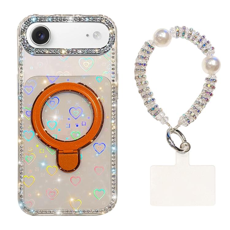 Custodia per telefono antiurto con bracciale e supporto magnetico IMD a doppia faccia con strass, antiurto., For iPhone 17, For iPhone Air