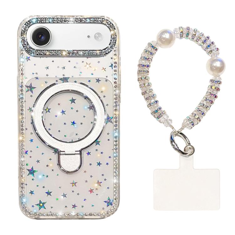 Custodia per telefono antiurto con bracciale e supporto magnetico IMD a doppia faccia con strass, antiurto., For iPhone 17, For iPhone Air
