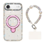 Custodia per telefono antiurto con bracciale e supporto magnetico IMD a doppia faccia con strass, antiurto., For iPhone 17, For iPhone Air