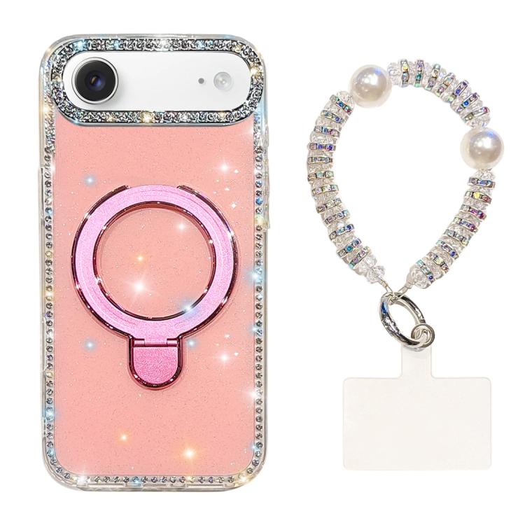 Custodia per telefono antiurto con bracciale e supporto magnetico IMD a doppia faccia con strass, antiurto., For iPhone 17, For iPhone Air