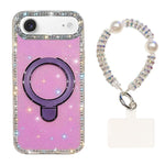 Custodia per telefono antiurto con bracciale e supporto magnetico IMD a doppia faccia con strass, antiurto., For iPhone 17, For iPhone Air