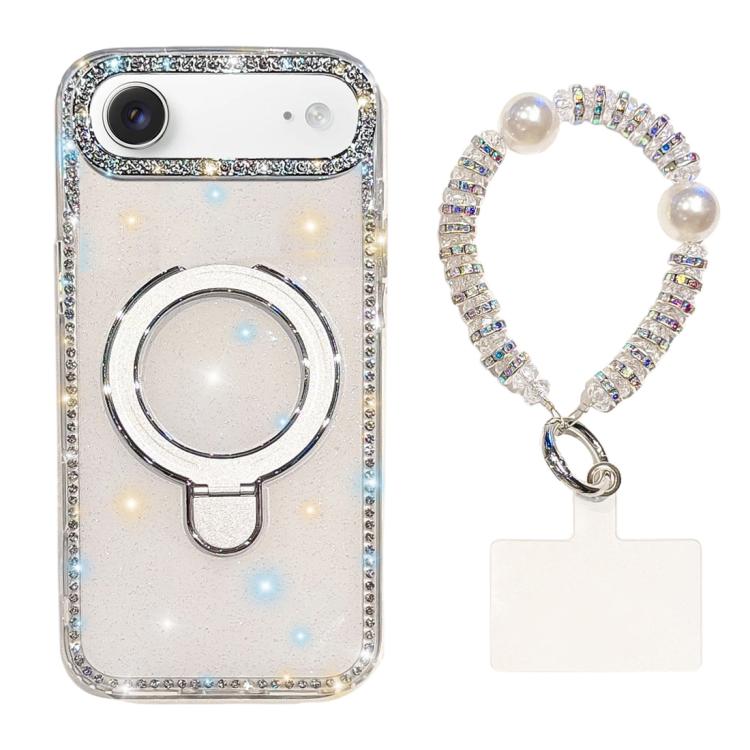 Custodia per telefono antiurto con bracciale e supporto magnetico IMD a doppia faccia con strass, antiurto., For iPhone 17, For iPhone Air