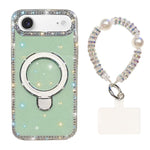 Custodia per telefono antiurto con bracciale e supporto magnetico IMD a doppia faccia con strass, antiurto., For iPhone 17, For iPhone Air