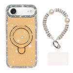 Custodia per telefono antiurto con bracciale e supporto magnetico IMD a doppia faccia con strass, antiurto., For iPhone 17, For iPhone Air