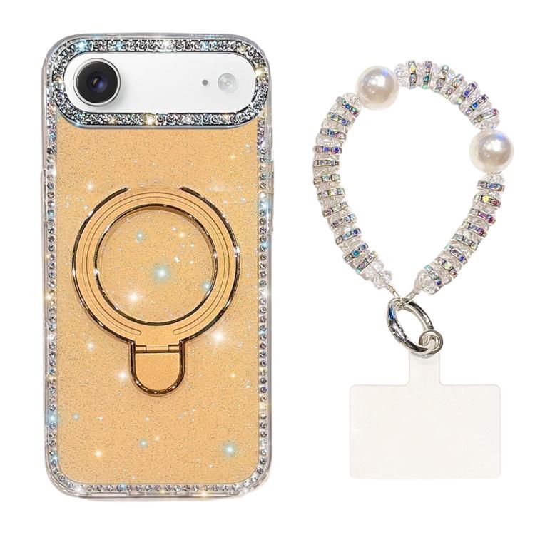 Custodia per telefono antiurto con bracciale e supporto magnetico IMD a doppia faccia con strass, antiurto., For iPhone 17, For iPhone Air
