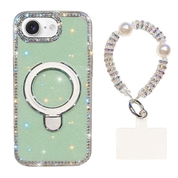 Custodia per telefono antiurto con bracciale e supporto magnetico IMD a doppia faccia con strass, antiurto., For iPhone 16e / 17e, For iPhone 16