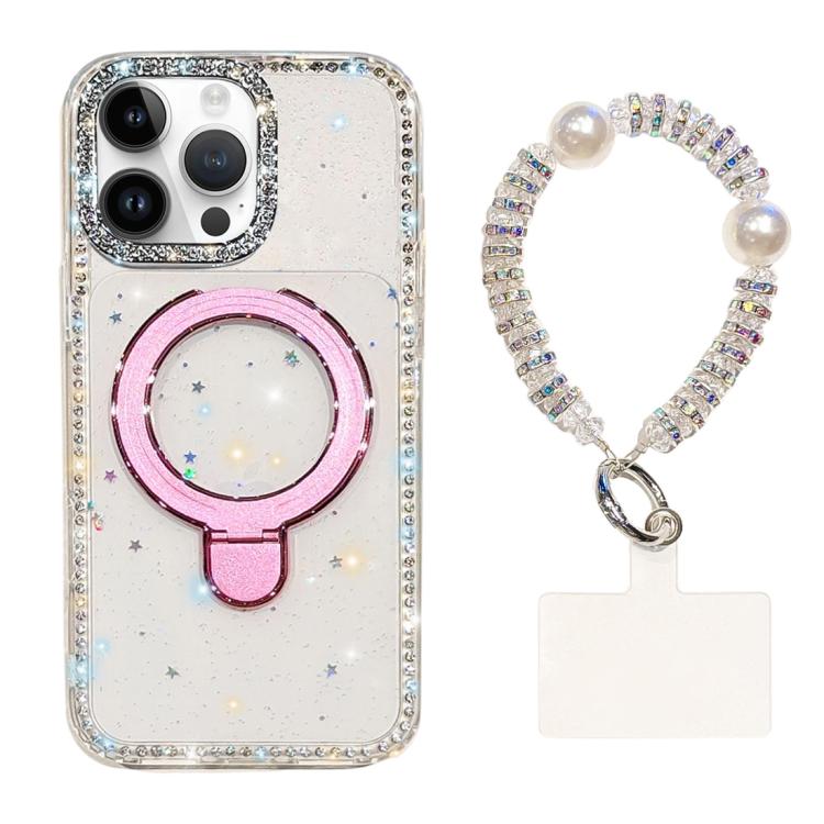 Custodia per telefono antiurto con bracciale e supporto magnetico IMD a doppia faccia con strass, antiurto., For iPhone 14 Pro, For iPhone 14 Pro Max