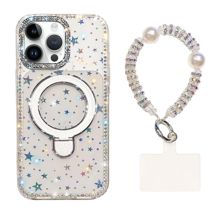 Custodia per telefono antiurto con bracciale e supporto magnetico IMD a doppia faccia con strass, antiurto., For iPhone 14 Pro, For iPhone 14 Pro Max