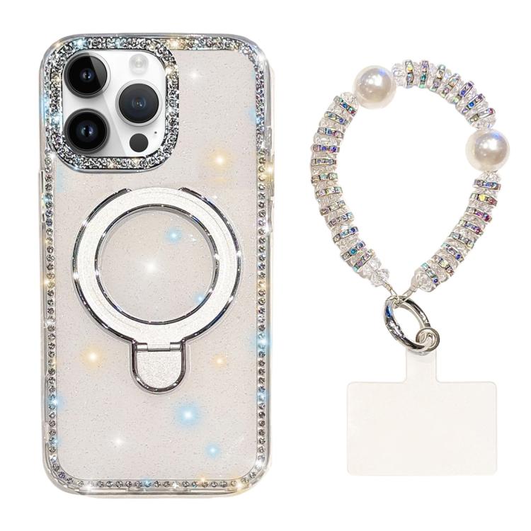 Custodia per telefono antiurto con bracciale e supporto magnetico IMD a doppia faccia con strass, antiurto., For iPhone 14 Pro, For iPhone 14 Pro Max