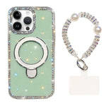 Custodia per telefono antiurto con bracciale e supporto magnetico IMD a doppia faccia con strass, antiurto., For iPhone 14 Pro, For iPhone 14 Pro Max