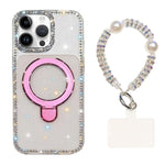 Custodia per telefono antiurto con bracciale e supporto magnetico IMD a doppia faccia con strass, antiurto., For iPhone 13 Pro Max, For iPhone 13 Pro