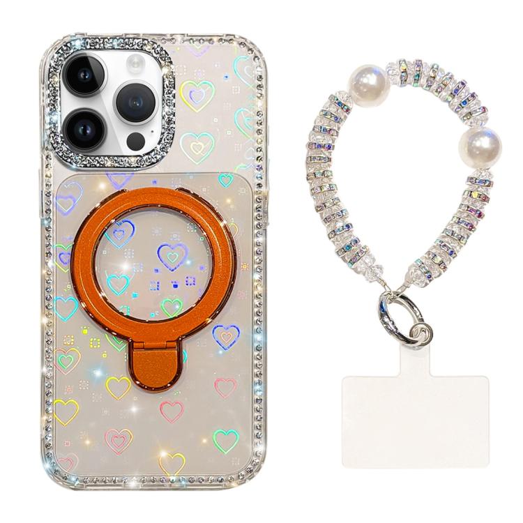 Custodia per telefono antiurto con bracciale e supporto magnetico IMD a doppia faccia con strass, antiurto., For iPhone 13 Pro Max, For iPhone 13 Pro