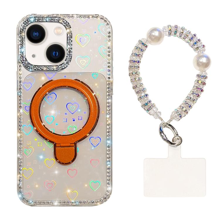 Custodia per telefono antiurto con bracciale e supporto magnetico IMD a doppia faccia con strass, antiurto., For iPhone 13