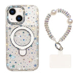 Custodia per telefono antiurto con bracciale e supporto magnetico IMD a doppia faccia con strass, antiurto., For iPhone 13