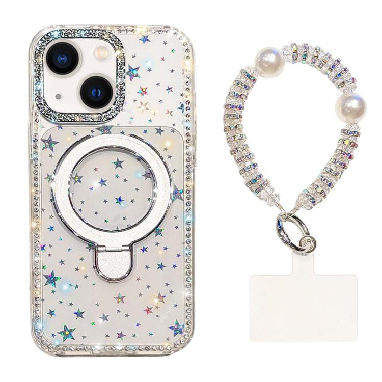 Custodia per telefono antiurto con bracciale e supporto magnetico IMD a doppia faccia con strass, antiurto., For iPhone 13